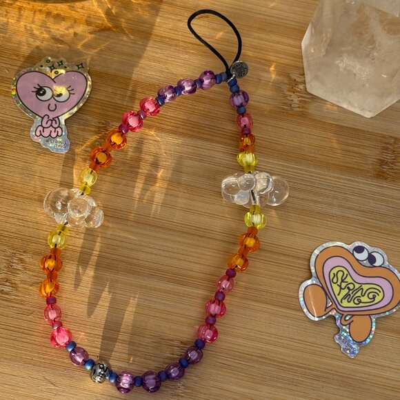 String Ting Glass Candy Jelly Clouds Beaded Phone Wristlet | Swarovski Crystals - Picture 2 of 5